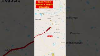 17406/17405 Adilabad to Tirupati Krishna Exp Train Route Map Animation#viral #shorts #indianrailways