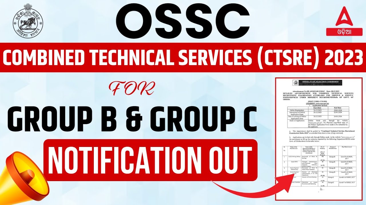 OSSC New Recruitment 2023 | Combined Technical Services 2023 For Group ...