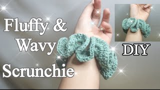 How to make a fluffy and Wavy Crochet Scrunchie | Beginner Friendly Tutorial