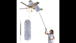 Microfiber Feather Duster Bendable \u0026 Extendable Fan Cleaning Duster with 100 inches Expandable Pole