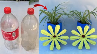 Creating flower pots from recycled plastic bottles