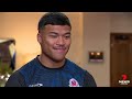 Samoan rugby league star Brian To'o speaks to media before the Rugby League World Cup final  7NEWS