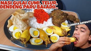 MAKAN SIANG TERNIKMAT PAKE GULAI CUMI GENDUT + DENDENG PARU SUPER GARING