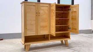 Great Woodworking Skills /// Make A Beautiful Wooden Shoe Cabinet /// DIY Woodworking Project Ideas.