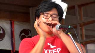 荻野鉄矢　世界平和の祈願祭　宮古神社　World peace prayer festival Miyako Shrine　Tetsuya Ogino　Blues harp