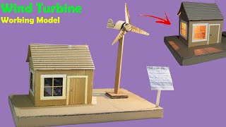 How to make working model of wind turbine from cardboard - Renewable Energy project