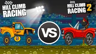 Hill Climb Racing 1 vs Hill Climb Racing 2 - Trophy Truck vs Sports Car - New Arena Map New Vehicle