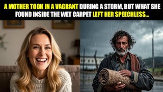 A mother of many children sheltered a vagrant during a storm, who was holding a wet carpet...