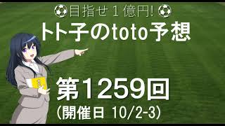 第1259回 toto 予想　Jリーグ　サッカーくじ　トト子のtoto予想