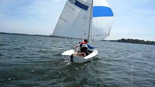 Spinnaker Set and Jibe on 420, Lake Norman, NCCSR Blythe Landing