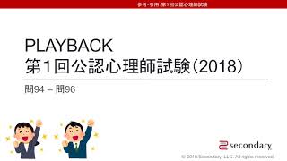 Preview | PLAYBACK　第１回公認心理師試験（2018）問94-問96