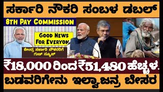 ಕೇಂದ್ರ ಸರ್ಕಾರಿ ನೌಕರರ ಸಂಬಳದಲ್ಲಿ ಹೆಚ್ಚಳ.! 186 % ಏರಿಕೆ..!?- 8th Pay Commission Salary list