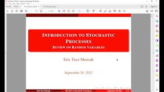 Stochastic Processes || Review on Random Variables ||Tutorial 3 (A)