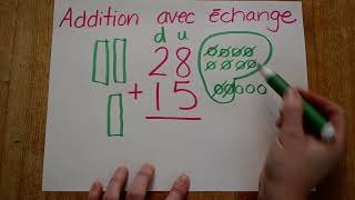 Mathématique-addition avec échange (avec dessin)