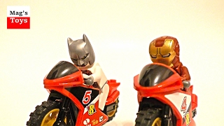 Superheroes Lego Motorbike Action with Toy Police Car Chase