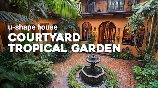 Verdant Paradise: Tropical Gardens Within U-Shaped Home Courtyards