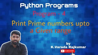 Python Programs (Program - 4) Prime Number