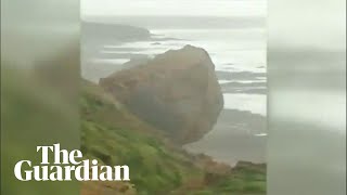 Cornwall cliff collapse caught on camera