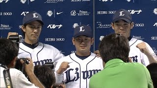 【プロ野球パ】今季初勝利の岸、ともに1ホーマー猛打賞と活躍の秋山・森のヒーローインタビュー 2015/06/26 L-F