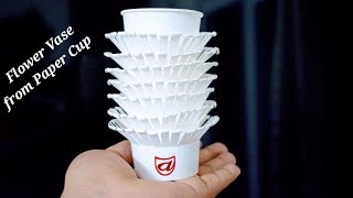 DIY Flower Vase from disposable Paper Cup | Waste material craft - Episode 47