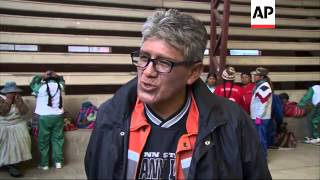 Aymara grandmothers play handball