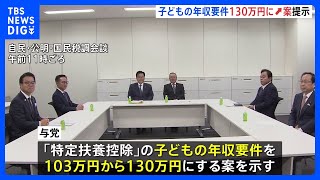 自民、公明が特定扶養控除130万円引き上げ提案 2026年分の年収から適用の考え　自民・公明・国民民主党の税調協議｜TBS NEWS DIG