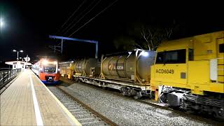 4000 RailCar photobombs Aurizon 4AP1 6022 ACD6049 at Greenfileds plus a night shot at Two Wells