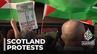 Scotland play Israel amid protests: Game was played behind closed doors.