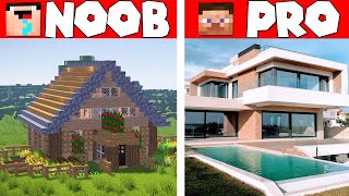 Minecraft Battle: FAMILY STARTER HOUSE BUILD CHALLENGE - NOOB vs PRO vs HACKER vs GOD / Animation