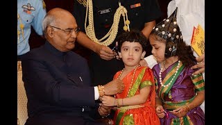 President Kovind receives Raksha Bandhan greetings from students and children at Rashtrapati Bhavan