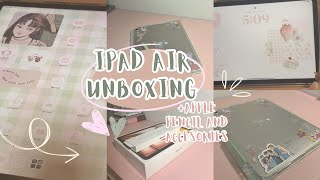 iPad Air 11' unboxing (starlight)🧸 + apple pencil and accessories!!💌