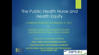 APHN Webinar: The Public Health Nurse and Health Equity