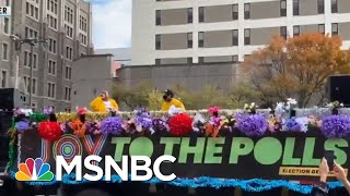 'Joy To The Polls' Brightens Dreary Voting Lines With Music, Dance | Rachel Maddow | MSNBC