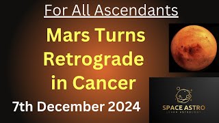 Mars Turns Retrograde in Cancer for All Ascendants on 7th December 2024