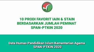 10 Prodi Favorit IAIN \u0026 STAIN Jalur SPAN-PTKIN 2020