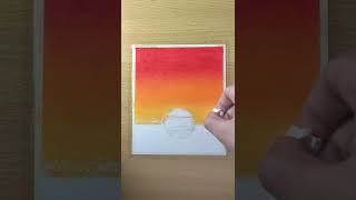 Oil pastel drawing - Sunset scenery drawing #shorts