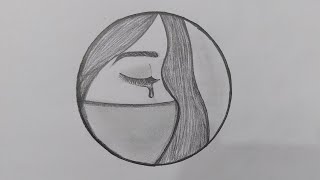 crying girl drawing | circle drawing for beginners | رسم بنات کیوت بالرصاص خطوة بخطوة للمبتدئین