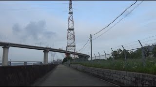 【サイクリング】朝飯前に江波から、向洋沖町まで往復　（広島市 2024.6.12)