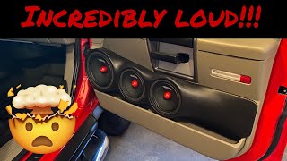 Painfully LOUD!!! Distance test! Custom door speaker pod demo. DS18 6.5 and 8" fabrication build.