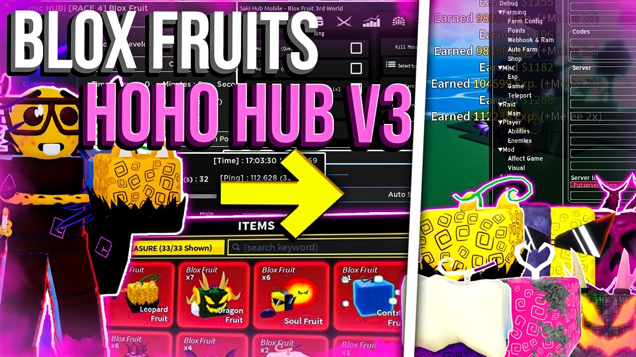 [NEW] Roblox Blox Fruits Hack Script GUI Hoho Hub V3 : Auto Farm, Devil Fruit Hack! PASTEBIN ...