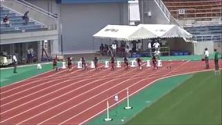 男子2年100m予選6組、1着：横山拓人（三島西中）11秒88  ～第69回愛媛県中学校総合体育大会・陸上～