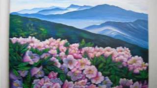 壓克力繪畫創作-高山杜鵑／陳思年