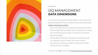 "Introduction to Data Quality and Data Management" Course Preview: Data Dimensions