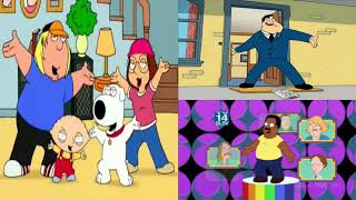 the family guy, american dad and the cleveland show themes all playing at once