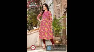 Nayra Cut Kurtis  // Pure Cotton Nayra Cut Designer Kurtis With Embroidery Work