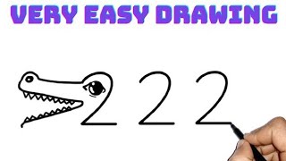 How To Draw A Crocodile Easy Step By Step | How To Draw Crocodile Easily From Number 222