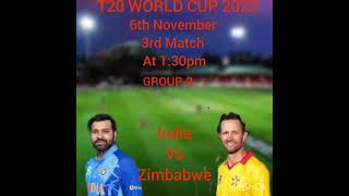 ICC T20 WORLD CUP SUPER 12|INDIA VS ZIMBABWE|#indiavszimbabwe #cricket #t20worldcup