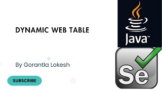 Selenium Java Tutorial 14: Dynamic Web Table in Selenium Java #java #seleniumwebdriver
