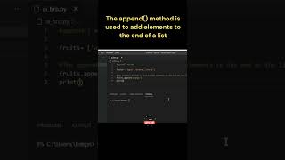 Python tutorials in 30 seconds |The append() method #python #pythontutorial #codingshorts#pythontips