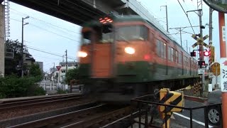 【山陽本線】JR西日本　湘南色+地域色115系電車　ｵｶD-27編成+ｵｶD-11編成